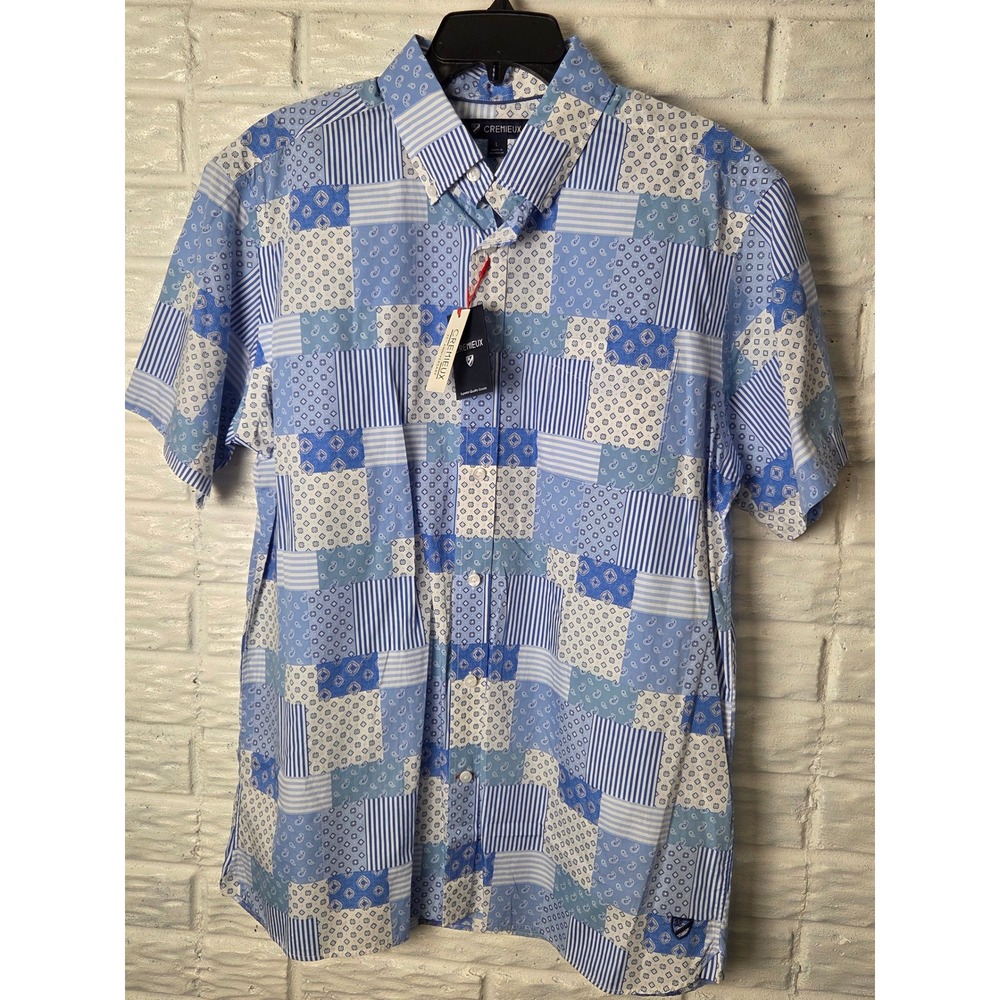 CREMIEUX 25th anniversary button up shirt Men's Large cotton Patchwork NWT